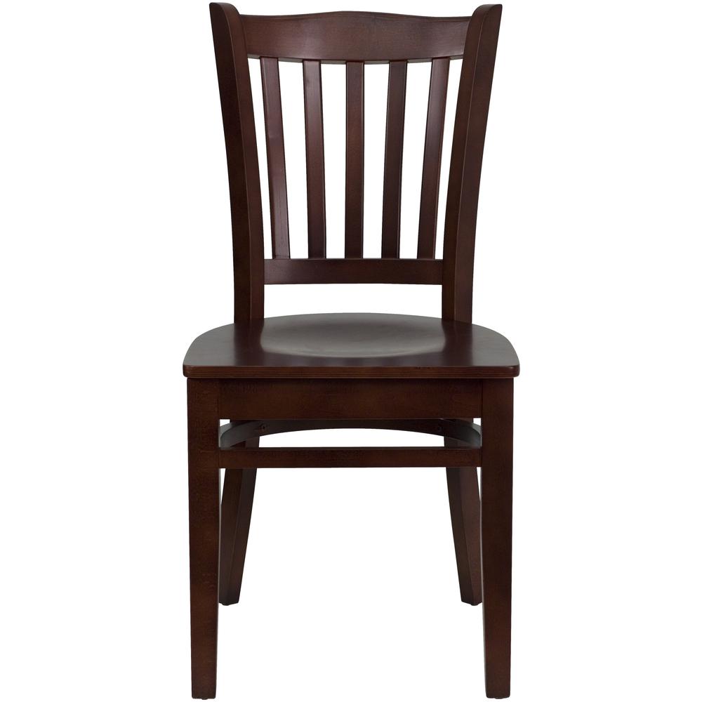 Vertical Slat Back Mahogany Wood Restaurant Chair. Picture 4