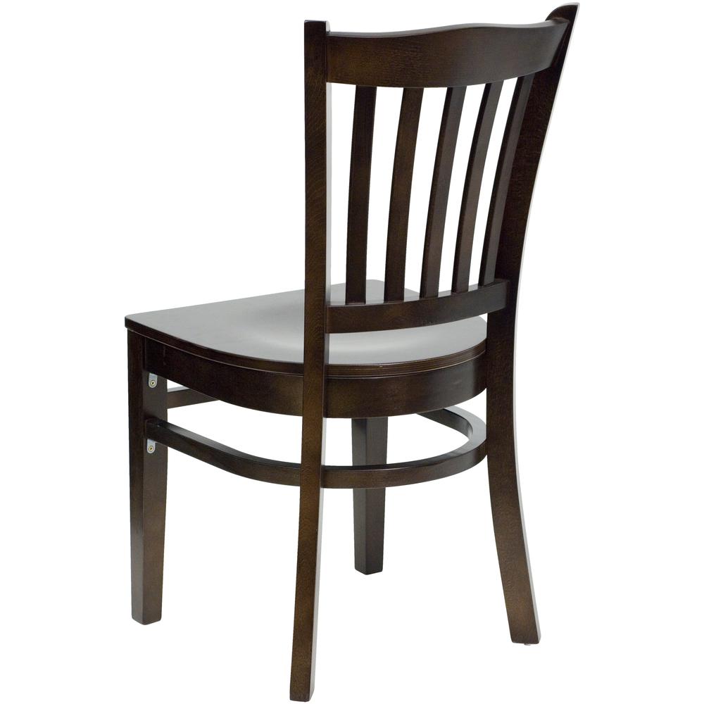 Vertical Slat Back Walnut Wood Restaurant Chair. Picture 3