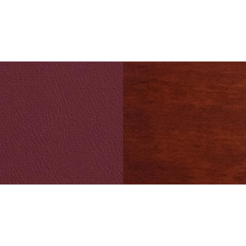 Solid Back Mahogany Wood Restaurant Chair - Burgundy Vinyl Seat. Picture 6