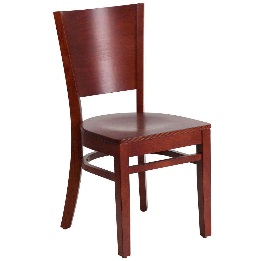 Lacey Series Solid Back Mahogany Wood Restaurant Chair. Picture 1