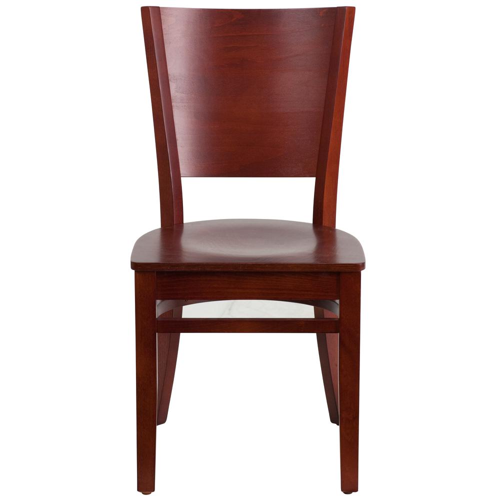 Lacey Series Solid Back Mahogany Wood Restaurant Chair. Picture 4