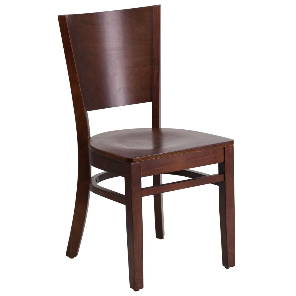 Solid Back Walnut Wood Restaurant Chair. Picture 1
