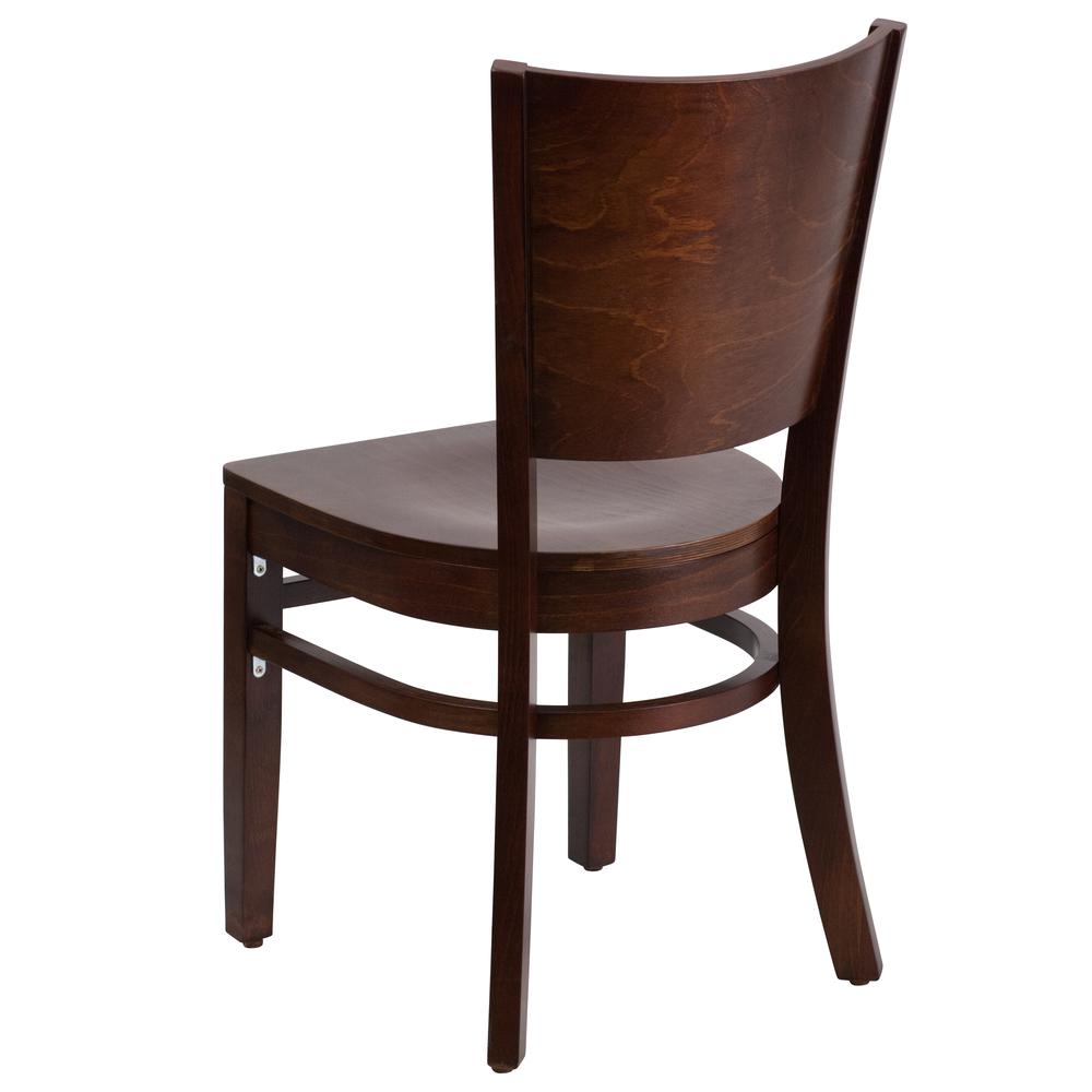 Solid Back Walnut Wood Restaurant Chair. Picture 3