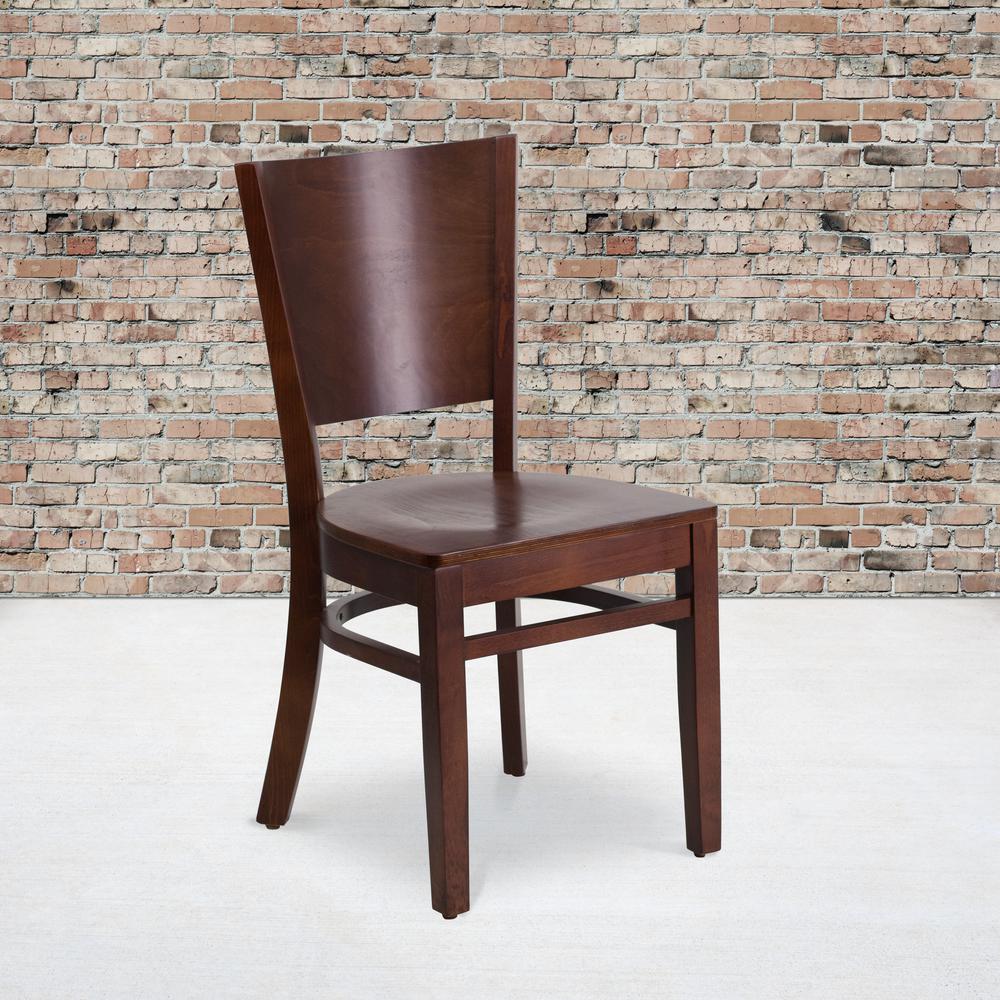 Solid Back Walnut Wood Restaurant Chair. Picture 5