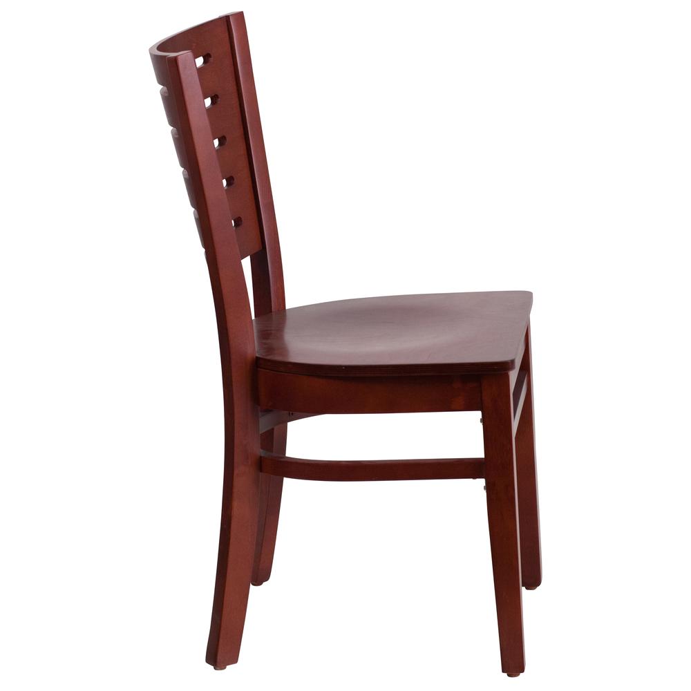 Slat Back Mahogany Wood Restaurant Chair. Picture 2