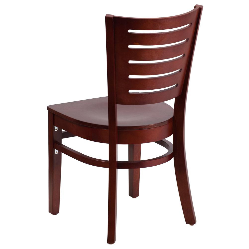 Slat Back Mahogany Wood Restaurant Chair. Picture 3