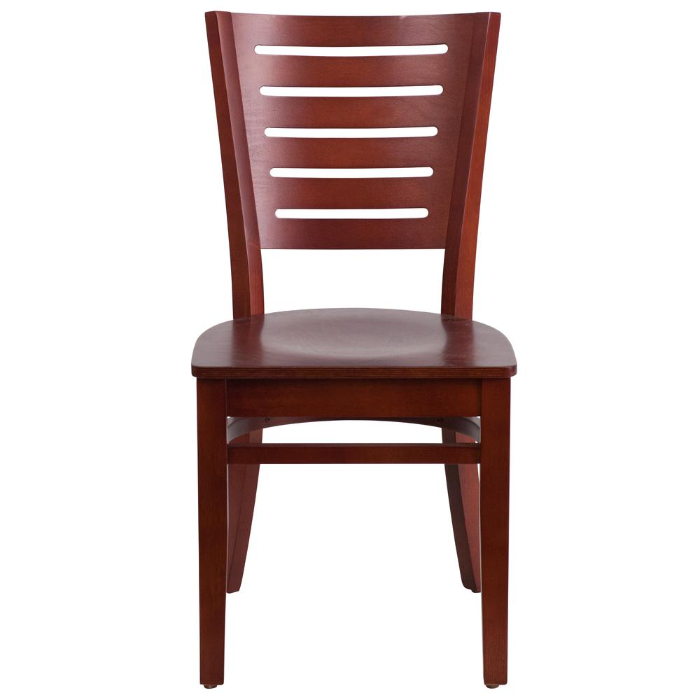 Slat Back Mahogany Wood Restaurant Chair. Picture 4