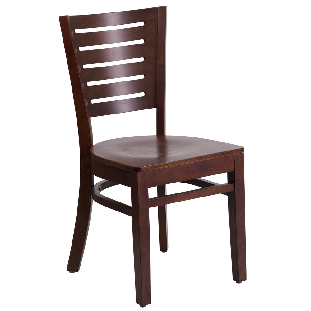 Slat Back Walnut Wood Restaurant Chair. Picture 1