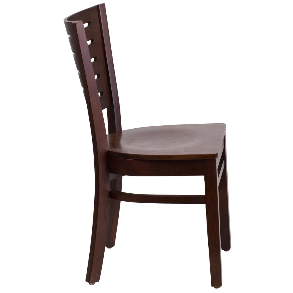 Slat Back Walnut Wood Restaurant Chair. Picture 2