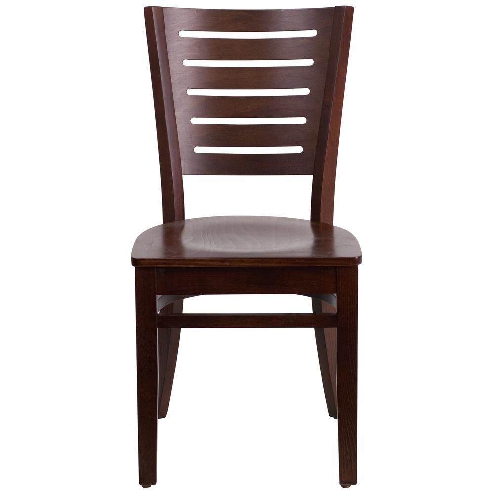 Slat Back Walnut Wood Restaurant Chair. Picture 4