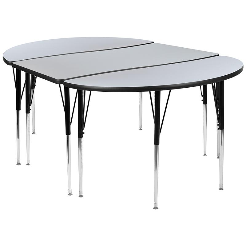 2 Piece 76" Wave Grey Thermal Activity Table Set - Standard Height Legs. Picture 2