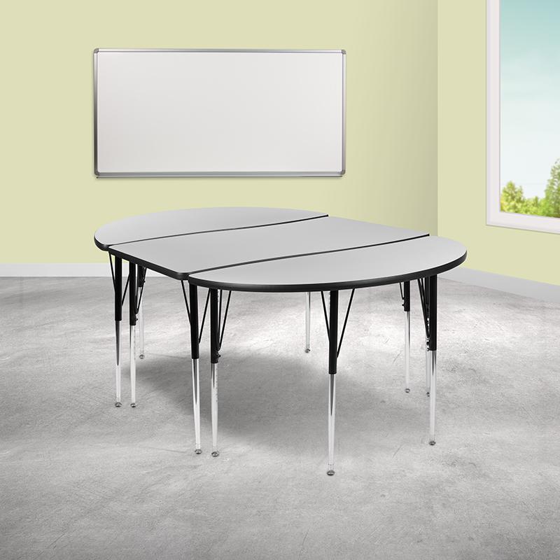 2 Piece 76" Wave Grey Thermal Activity Table Set - Standard Height Legs. Picture 1