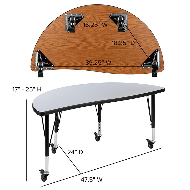 3 Piece Mobile 76" Wave Oak Thermal Activity Table Set - Height Short Legs. Picture 3