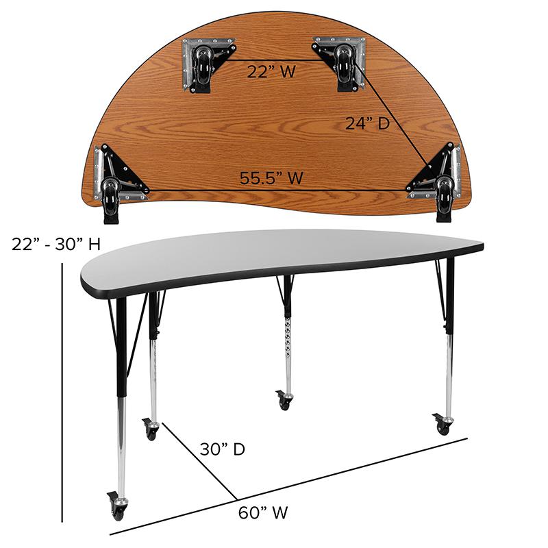 3 Piece Mobile 86" Wave Oak Thermal Activity Table Set-Standard Height Legs. Picture 3