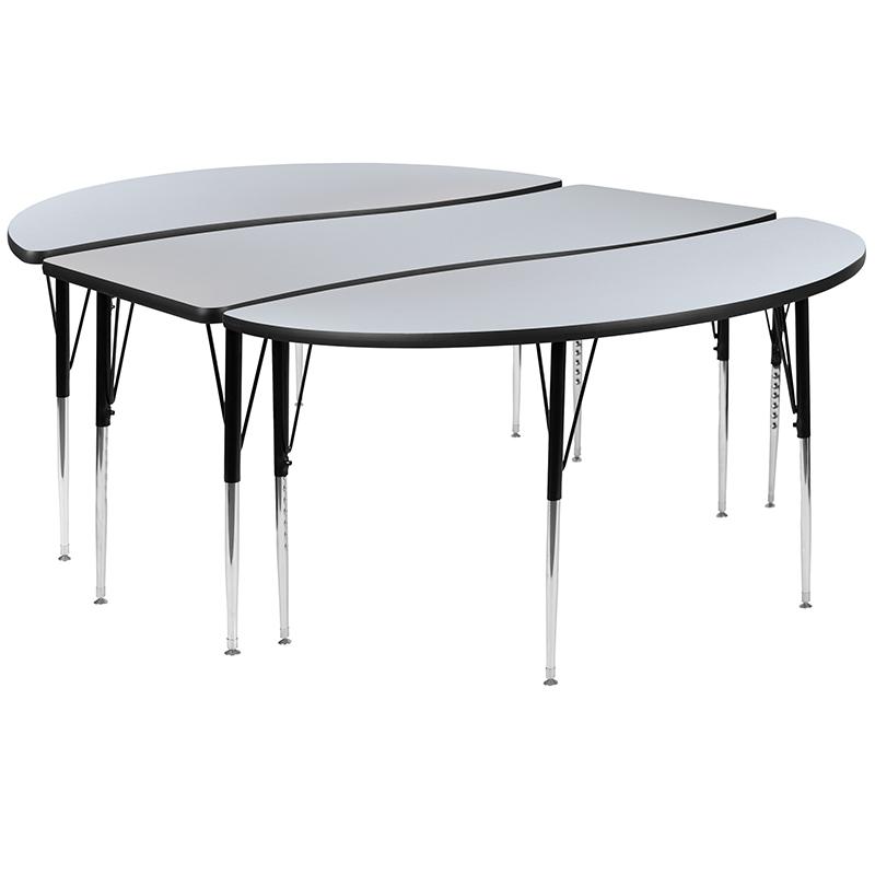 2 Piece 86" Wave Grey Thermal Activity Table Set - Standard Height Legs. Picture 2