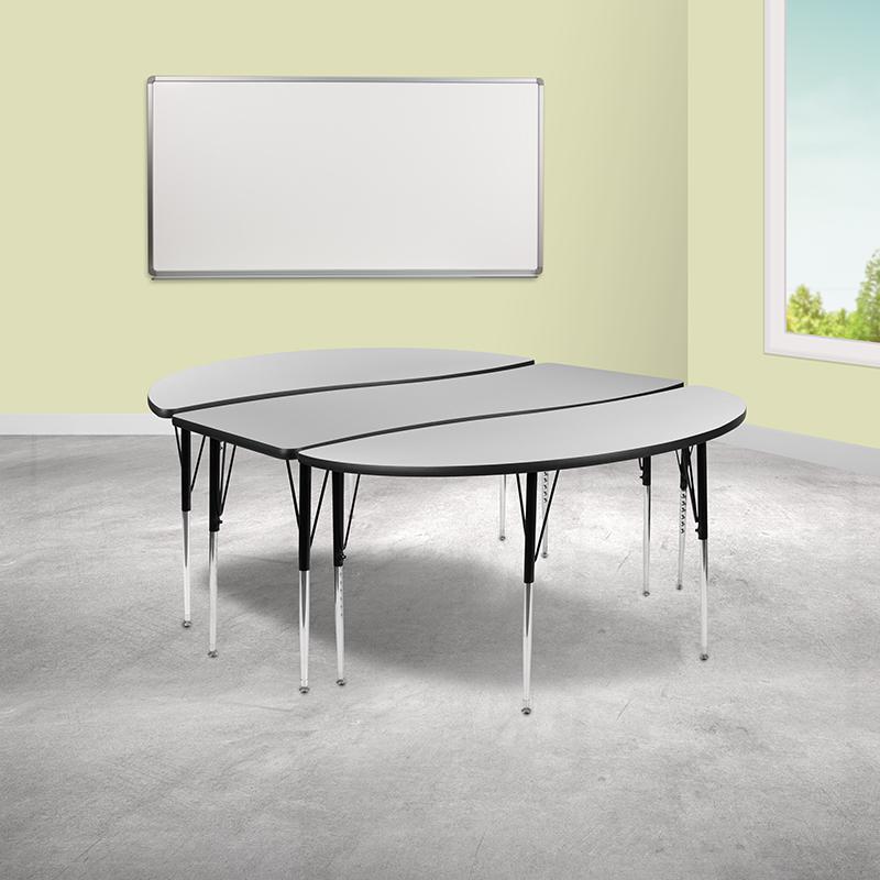2 Piece 86" Wave Grey Thermal Activity Table Set - Standard Height Legs. Picture 1