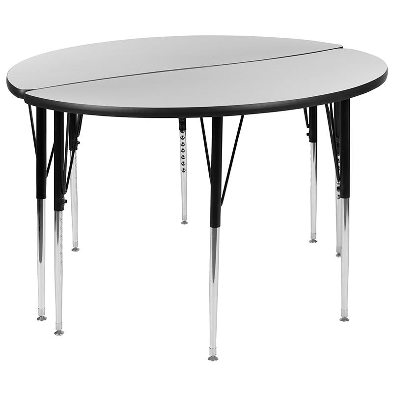 2 Piece 47.5" Circle Wave Grey Thermal Activity Table Set - Standard Height Legs. Picture 2