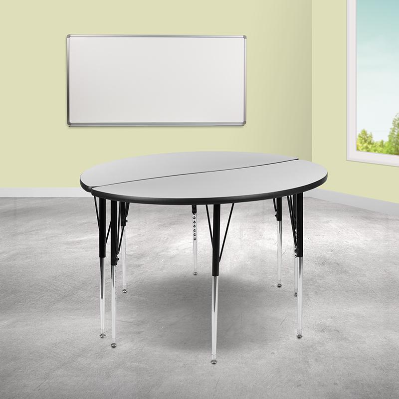 2 Piece 47.5" Circle Wave Grey Thermal Activity Table Set - Standard Height Legs. Picture 1