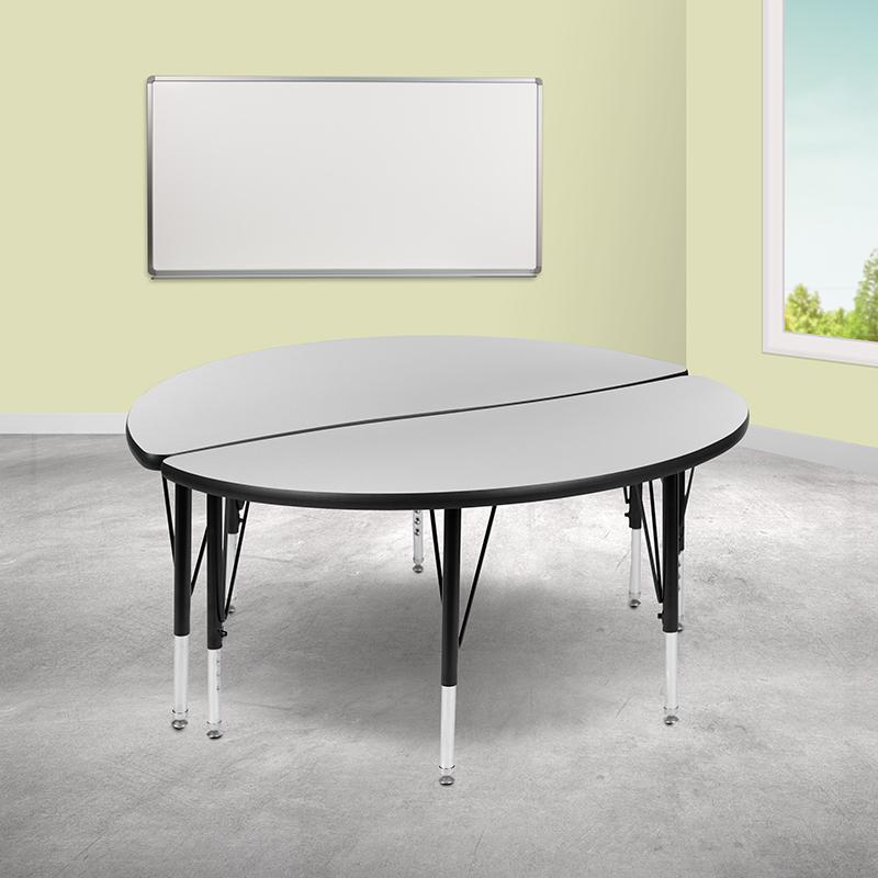 2 Piece 47.5" Circle Wave Grey Thermal Activity Table Set - Height Short Legs. Picture 1