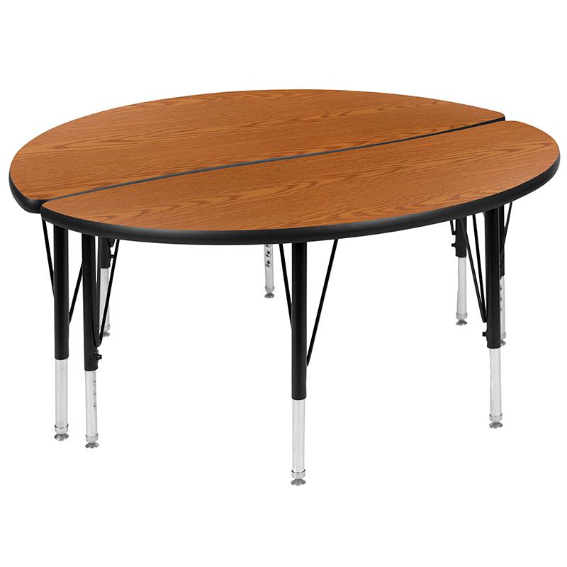 2 Piece 47.5" Circle Wave Oak Thermal Activity Table Set - Height Short Legs. Picture 2