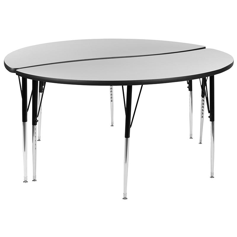 2 Piece Emmy 60" Circle Wave Grey Thermal Activity Table Set. Picture 2