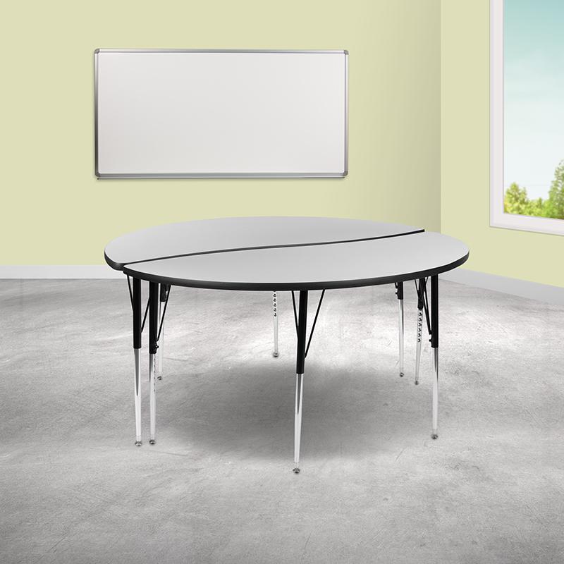 2 Piece Emmy 60" Circle Wave Grey Thermal Activity Table Set. Picture 1