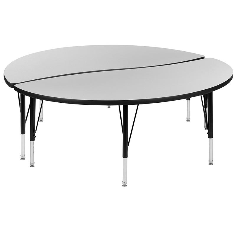 2 Piece Emmy 60" Circle Wave Grey Thermal Activity Table Set - Height Short Legs. Picture 2