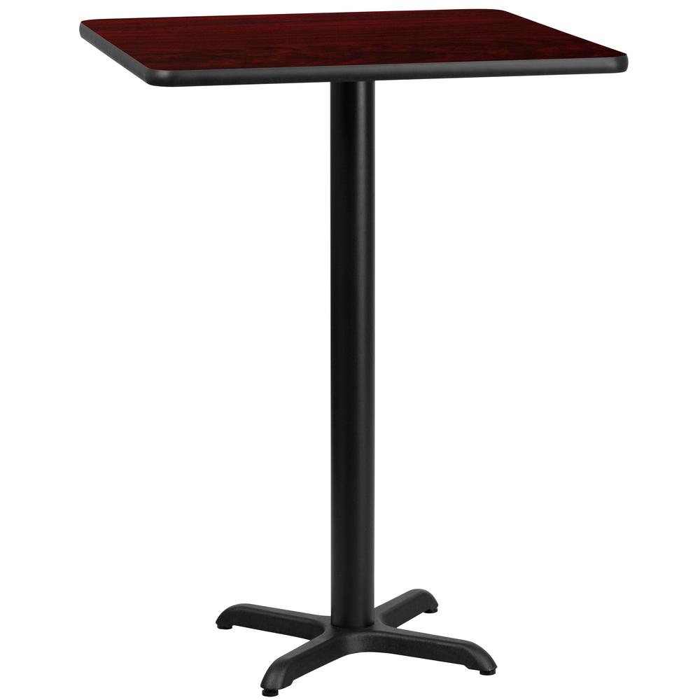 24'' Square Mahogany Laminate Table Top with 22'' x 22'' Bar Height Table Base. Picture 1