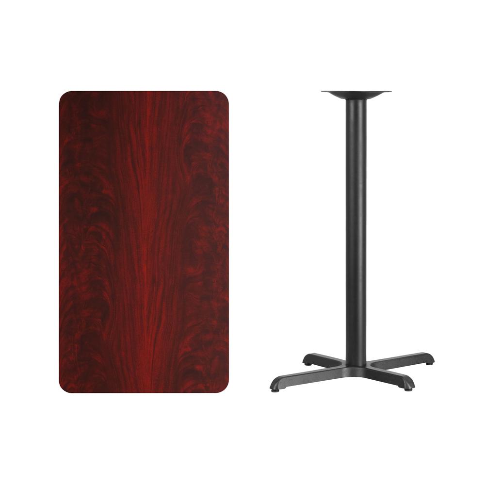 24'' x 42'' Rectangular Mahogany Laminate Table Top with 23.5'' x 29.5'' Bar Height Table Base. Picture 2