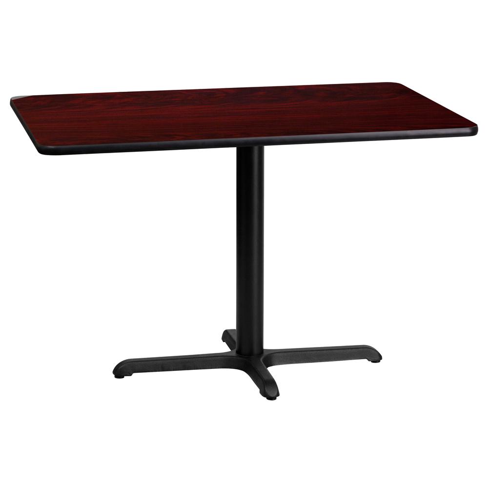 24'' x 42'' Rectangular Mahogany Laminate Table Top with 23.5'' x 29.5'' Table Height Base. Picture 1