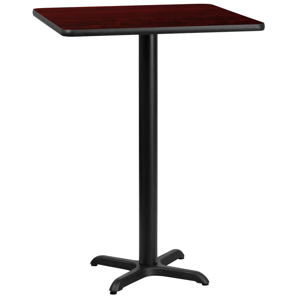 30'' Square Mahogany Laminate Table Top with 22'' x 22'' Bar Height Table Base. Picture 1