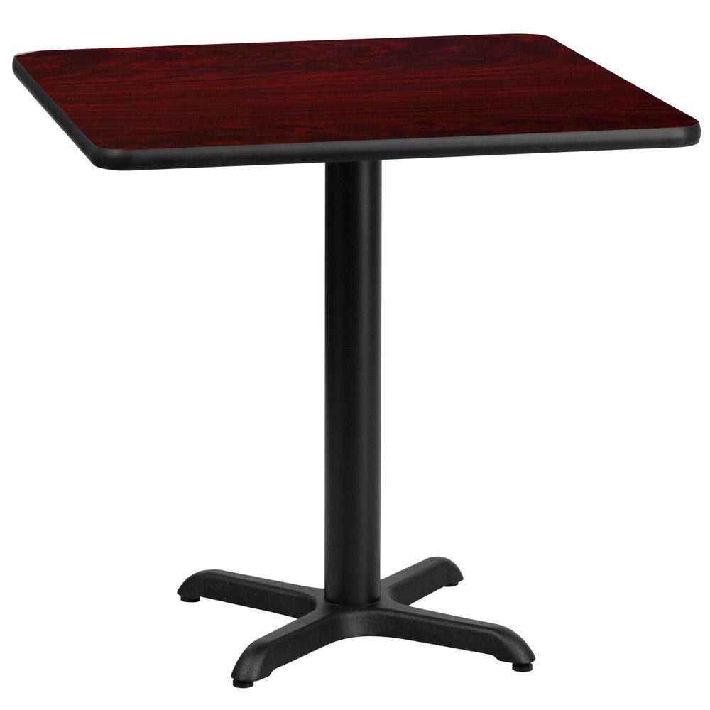 30'' Square Mahogany Laminate Table Top with 22'' x 22'' Table Height Base. Picture 1