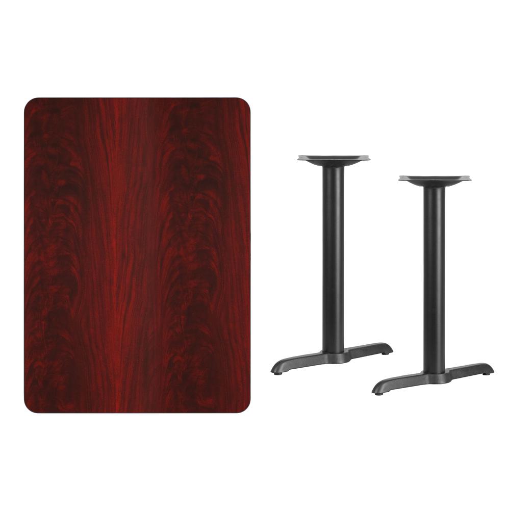 30'' x 42'' Rectangular Mahogany Laminate Table Top with 5'' x 22'' Table Height Bases. Picture 2