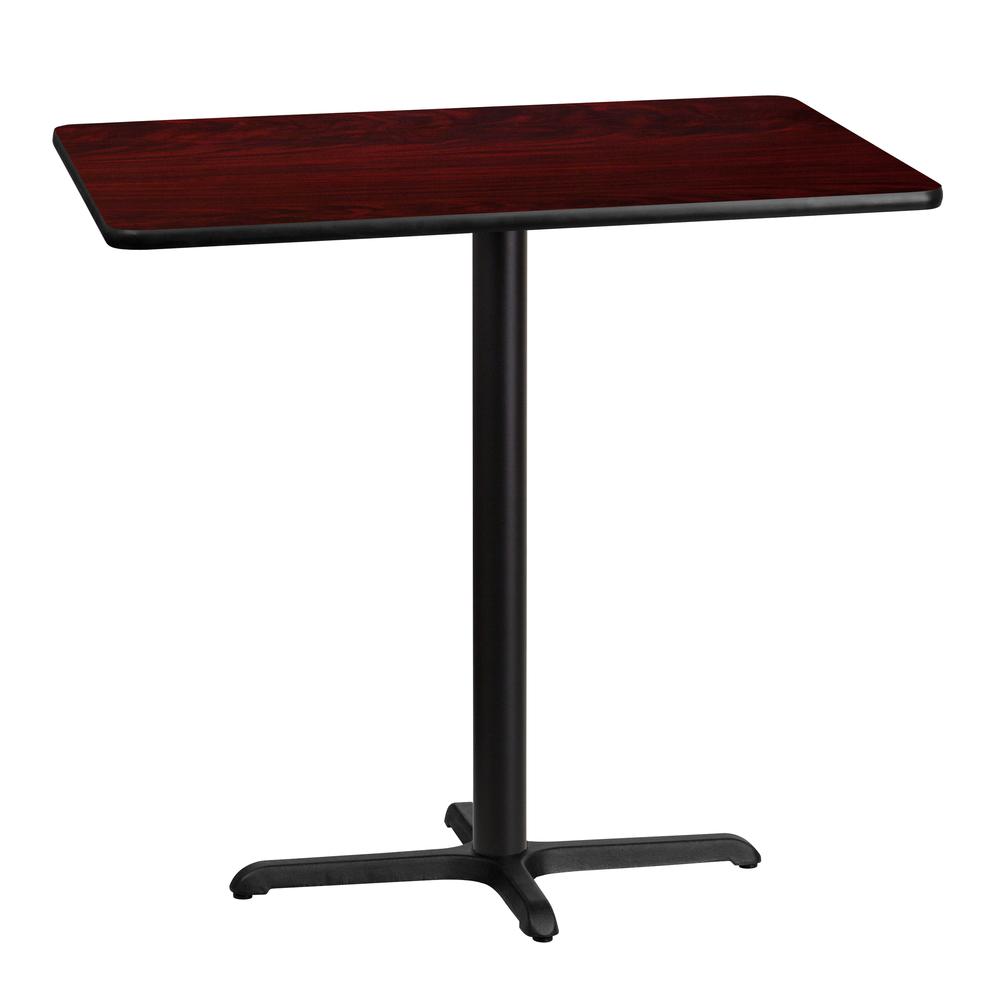 30'' x 42'' Rectangular Mahogany Laminate Table Top with 23.5'' x 29.5'' Bar Height Table Base. Picture 1