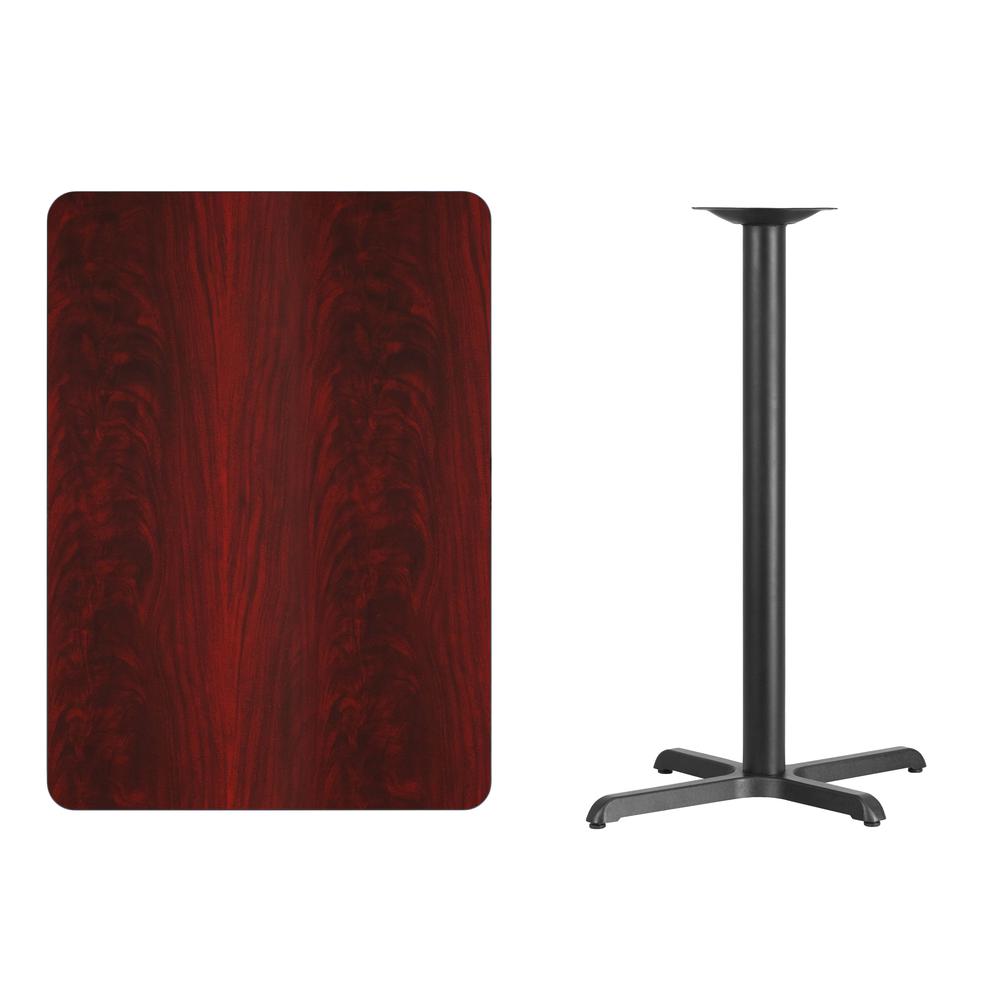 30'' x 42'' Rectangular Mahogany Laminate Table Top with 23.5'' x 29.5'' Bar Height Table Base. Picture 2