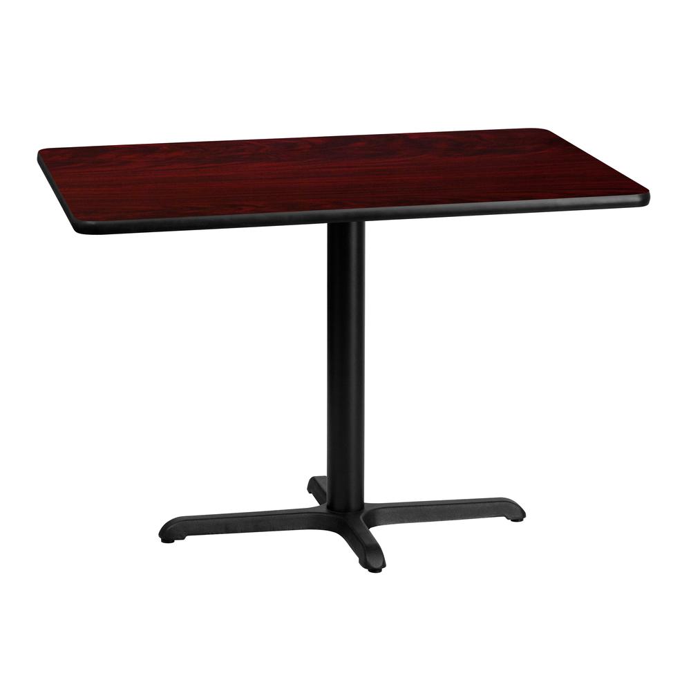 30'' x 42'' Rectangular Mahogany Laminate Table Top with 23.5'' x 29.5'' Table Height Base. Picture 1