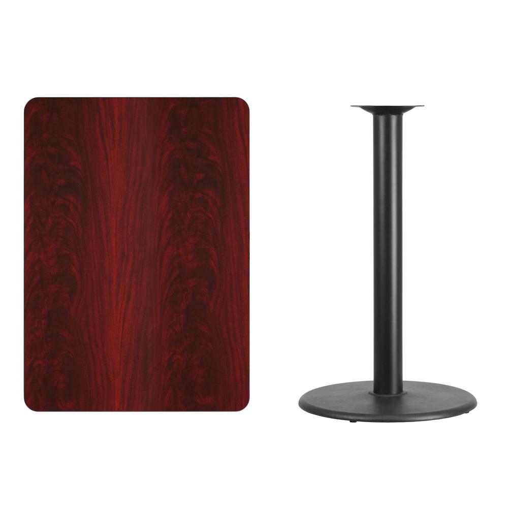 30'' x 42'' Rectangular Mahogany Laminate Table Top with 24'' Round Bar Height Table Base. Picture 2