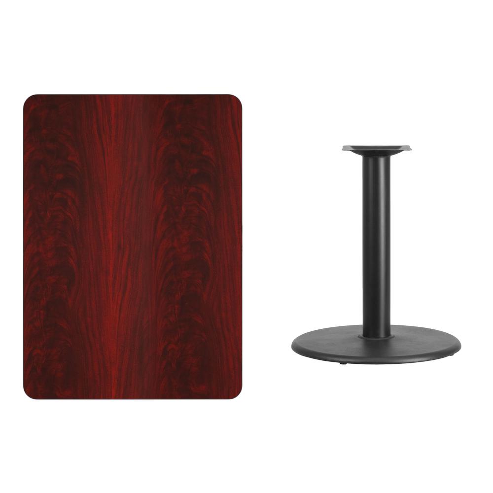30'' x 42'' Rectangular Mahogany Laminate Table Top with 24'' Round Table Height Base. Picture 2