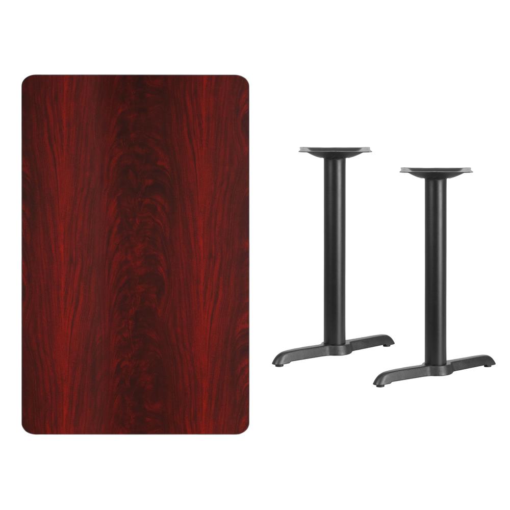 30'' x 48'' Rectangular Mahogany Laminate Table Top with 5'' x 22'' Table Height Bases. Picture 2