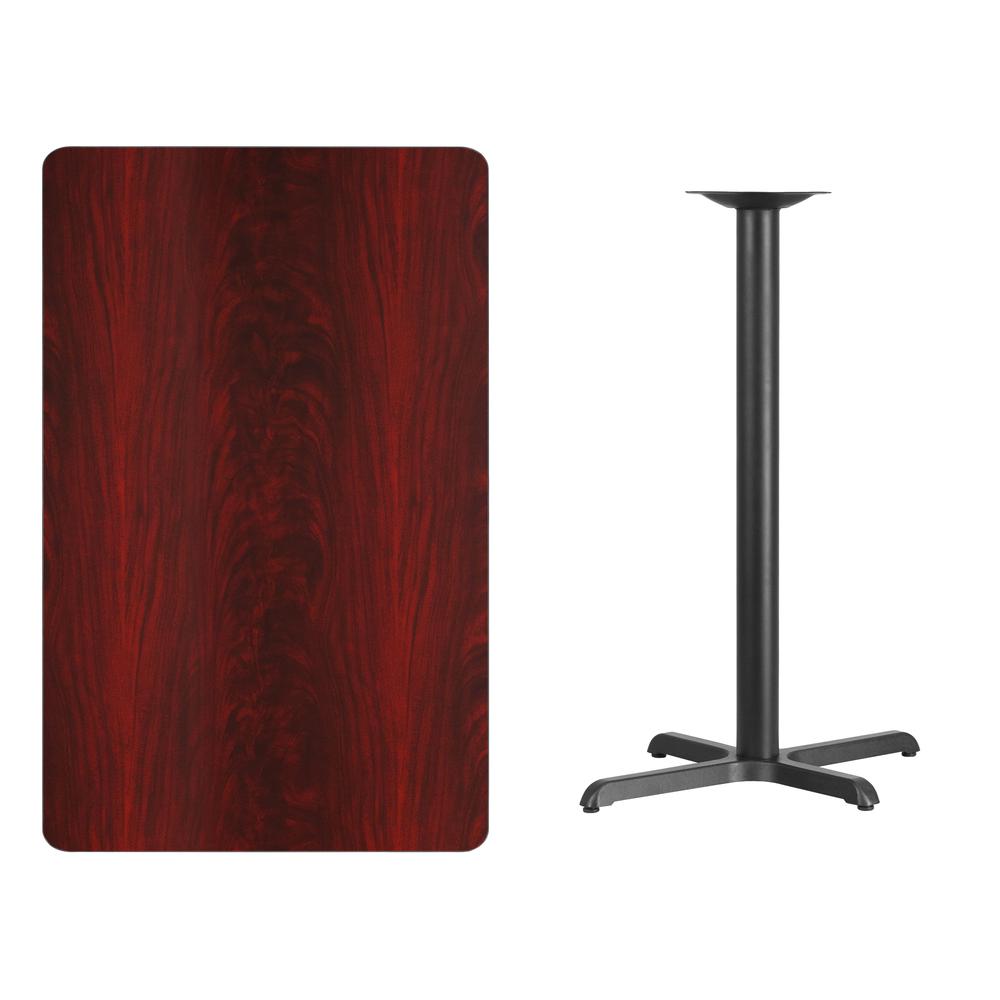 30'' x 48'' Rectangular Mahogany Laminate Table Top with 23.5'' x 29.5'' Bar Height Table Base. Picture 2