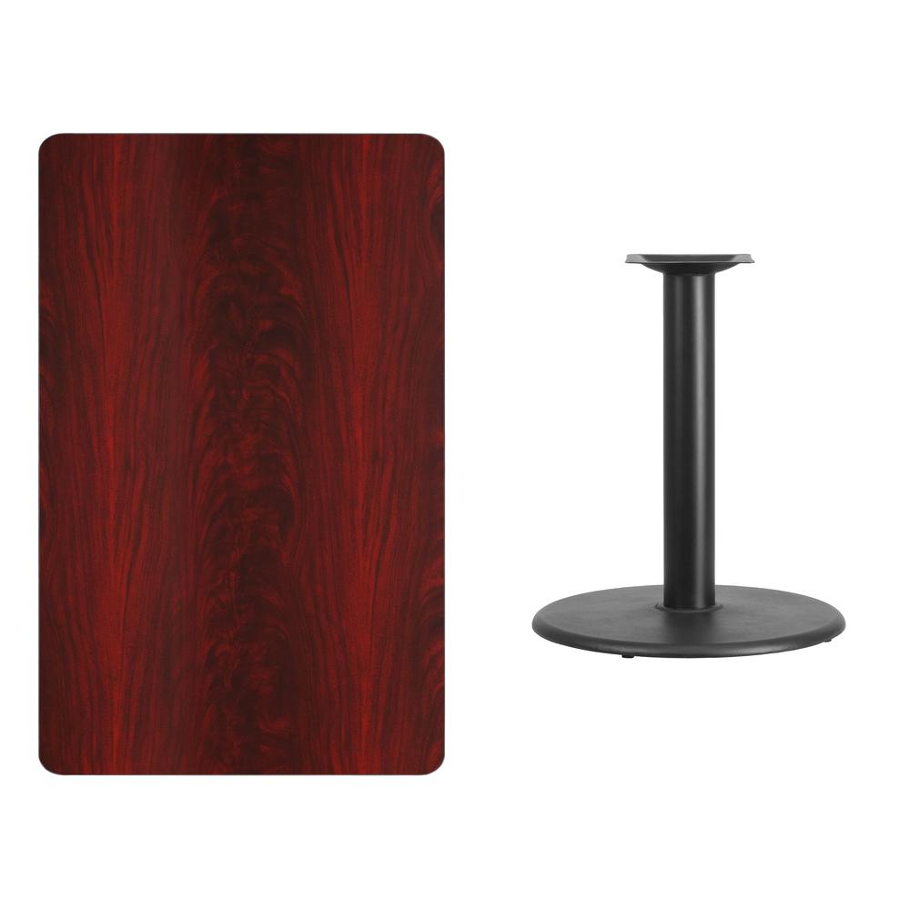 30'' x 48'' Rectangular Mahogany Laminate Table Top with 24'' Round Table Height Base. Picture 2