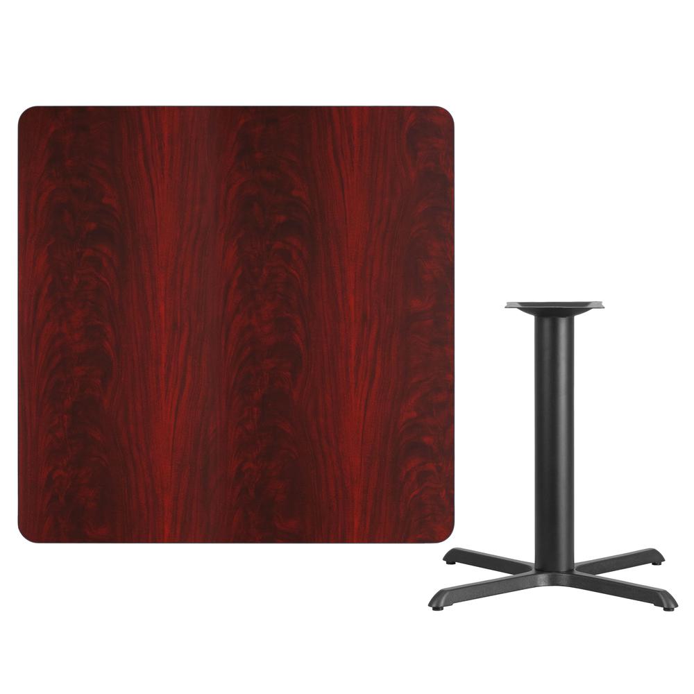 42'' Square Mahogany Laminate Table Top with 33'' x 33'' Table Height Base. Picture 2