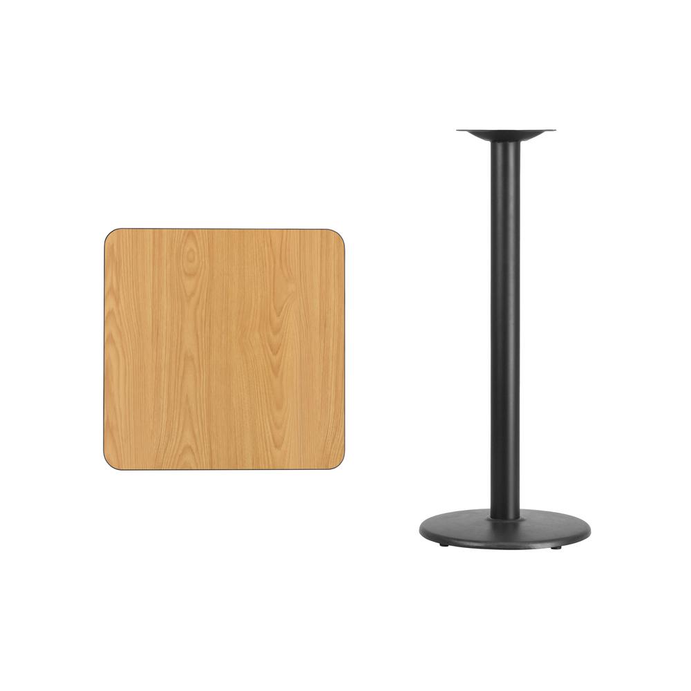 24'' Square Natural Laminate Table Top with 18'' Round Bar Height Table Base. Picture 2