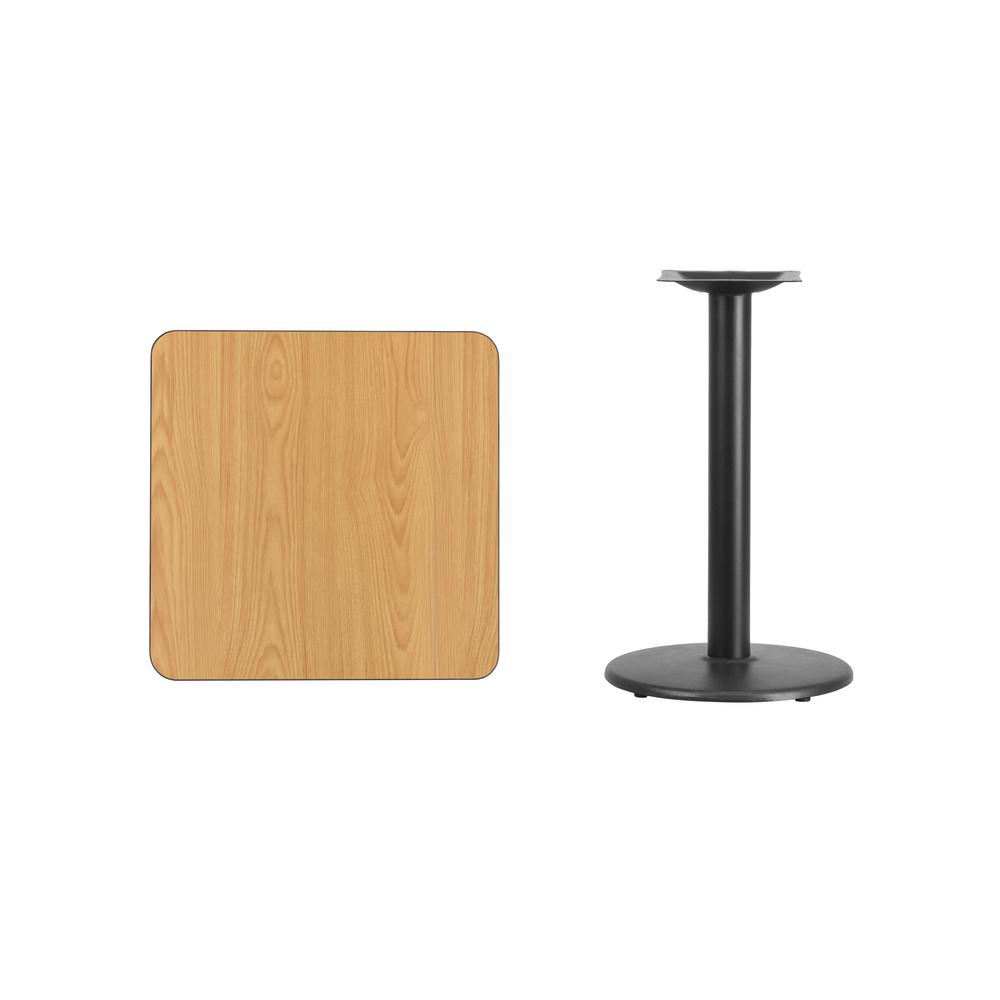 24'' Square Natural Laminate Table Top with 18'' Round Table Height Base. Picture 2