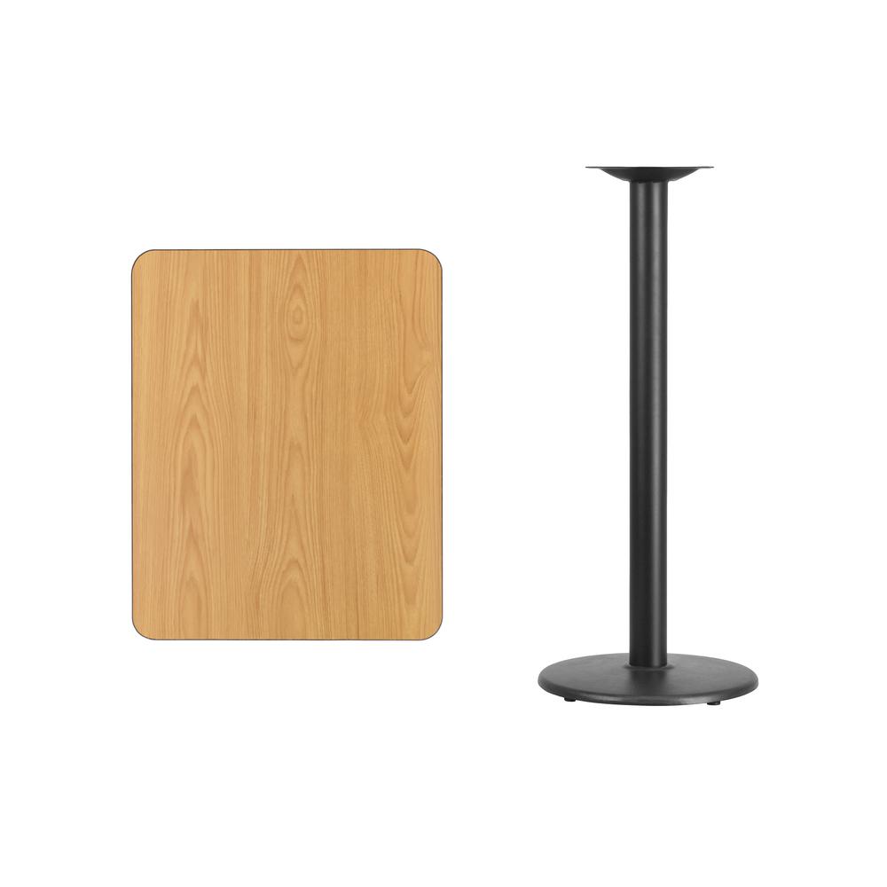 24'' x 30'' Rectangular Natural Laminate Table Top with 18'' Round Bar Height Table Base. Picture 2