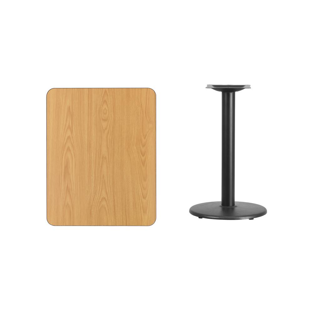 24'' x 30'' Rectangular Natural Laminate Table Top with 18'' Round Table Height Base. Picture 2