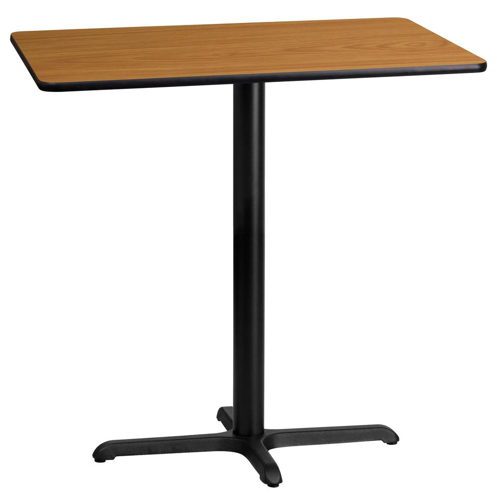 24'' x 42'' Rectangular Natural Laminate Table Top with 23.5'' x 29.5'' Bar Height Table Base. Picture 1
