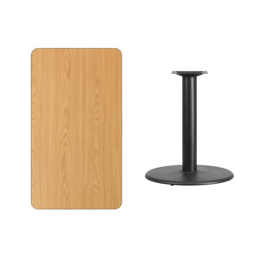 24'' x 42'' Rectangular Natural Laminate Table Top with 24'' Round Table Height Base. Picture 2