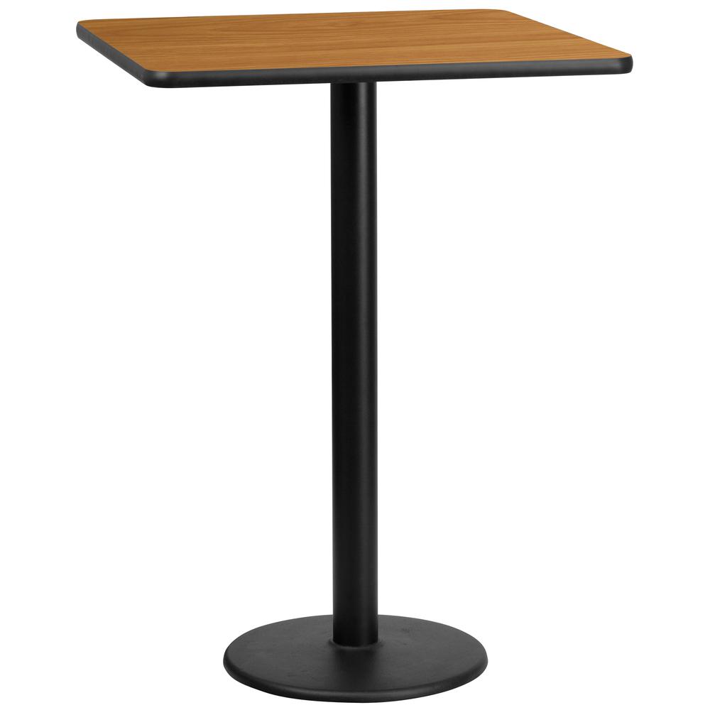 30'' Square Natural Laminate Table Top with 18'' Round Bar Height Table Base. Picture 1