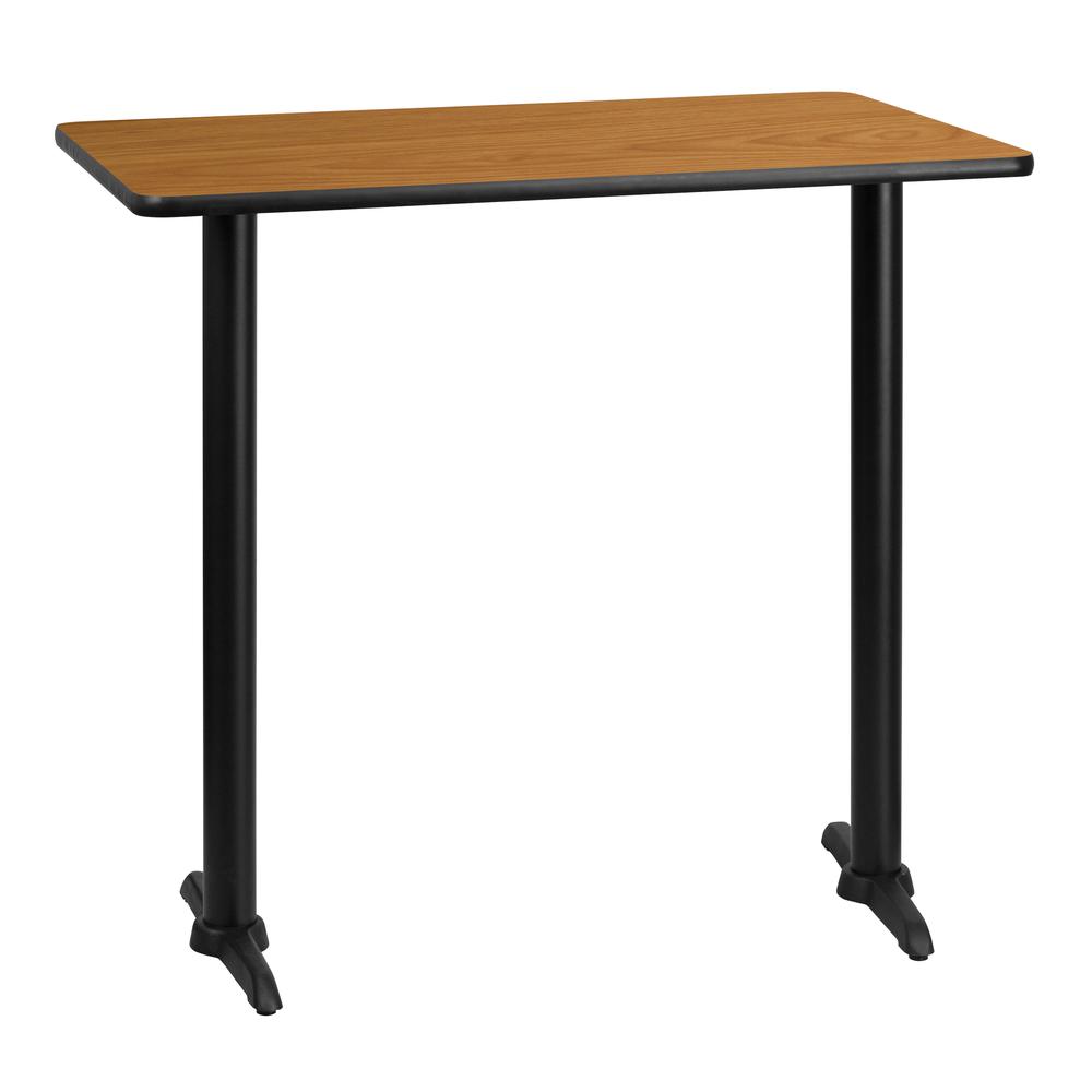 30''x42'' Rectangular Natural Table Top with 5''x22'' Bar Height Table Bases. Picture 1